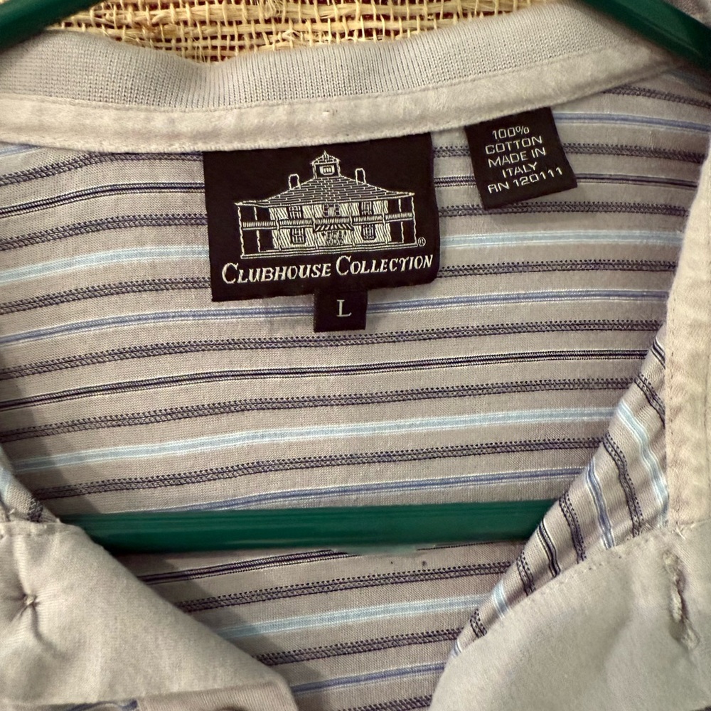 Men's Striped Button Down Shirt - Gray and Blue - Picture 2 of 3